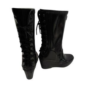 Hunter Verbier Black Lace Up Wedge Boots US 7 EU 38 Goth Punk Emo Platform